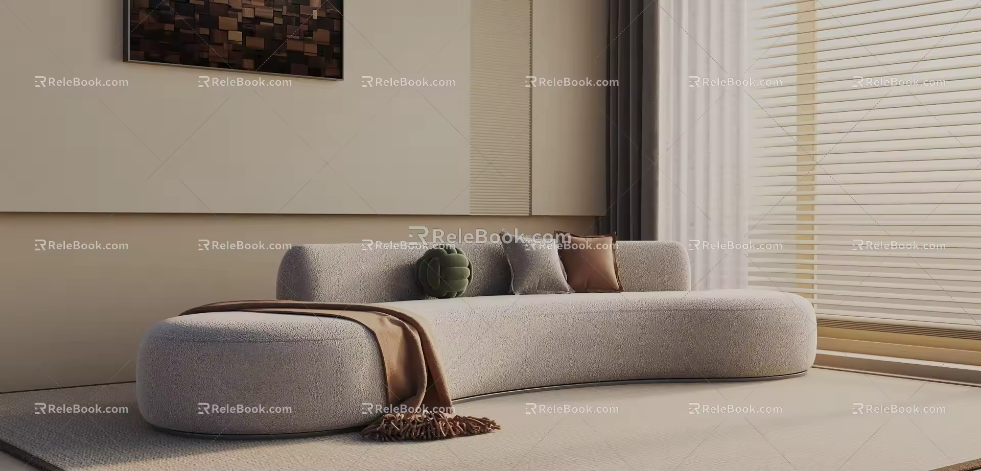 Modern three-seat sofa 3d model