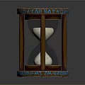 Vintage Wooden Hourglass With Glass Sand Container And Decorative Inscriptions