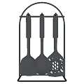 Stainless Steel Three Piece Kitchen Utensil Set with Modern Hanging Holder Stand