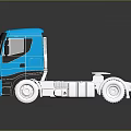 Modern Blue Cab Truck Model With Sleek Design And 3D Rendered Shiny Finish