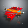 Orange Passenger Plane With Red Wings Black Edges Cockpit Windows And Landing Gear