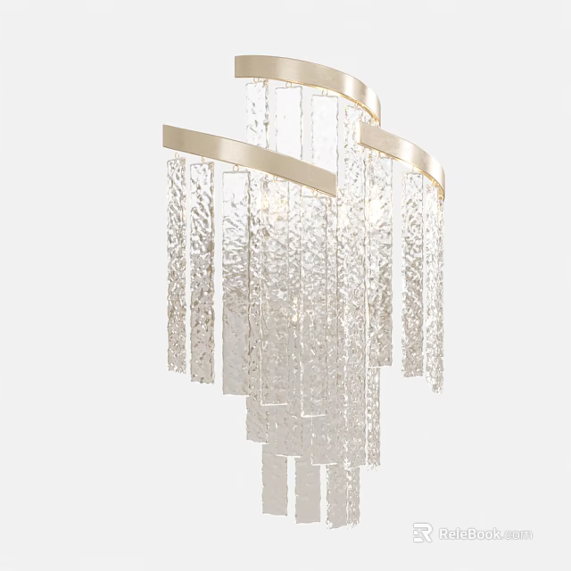 Elegant Modern Wall Lamp With Crystal Dangling Elements And Metal Frame 3d model