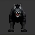 Fierce Grey Wolf Character With Sharp Fangs Pointed Ears And Aggressive Stance