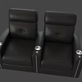 Modern Black Leather Single Seater Sofa With Armrest Cup Holders For Home Theater