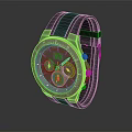 Modern Sport Watch With Black Dial Blue Hands And Rubber Strap Design