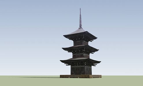 Japanese Tower Landscape Tower 3d model