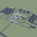 Aerial View of Campus Layout with Multiple Buildings and Sports Fields