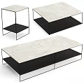 Modern Coffee Tables With Marble And Black Surfaces On Metal Frames 3d model