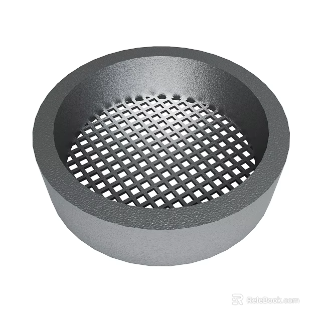 Gray Circular Container With Grid Structure Inside 3d model