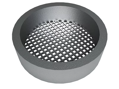 Gray Circular Container With Grid Structure Inside 3d model