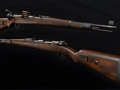 Vintage Rifles With Wooden Stocks Metal Components And Classic Design 3d model
