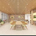 Library Interior Design With Bookshelves And Colorful Seating