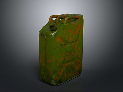 Green Rusty Jerrycan Metal Container Featuring Weathered Exterior And Orange Rust Patches 3d model