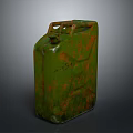 Green Rusty Jerrycan Metal Container Featuring Weathered Exterior And Orange Rust Patches