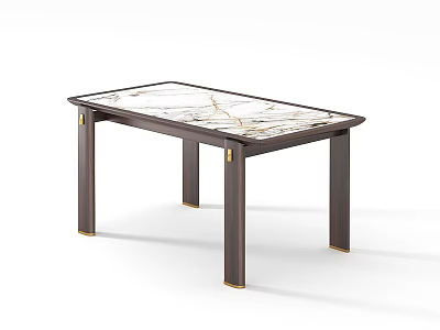 Elegant Modern Dining Table With Marble Top Dark Legs And Gold Accents 3d model