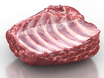 Fresh Raw Ribs Displaying Juicy Meat And Marbled Texture Close Up 3d model