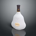 Elegant Pear Shaped Wine Bottle And Glass With Hermos Label Brown Cap Reflective Gray Background