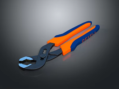 DEWALT Pliers Featuring Orange And Blue Handles Against Black Background 3d model