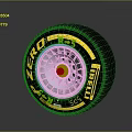 Car Wheel With Pirelli Zero Tire Featuring Yellow R+ SCS Markings And Silver Rim