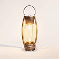 Vintage Candle Lamp With Metal Frame Circular Handle And Transparent Shade