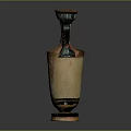 Ancient Ceramic Vase With Decorative Patterns Orange Yellow Handle And Base 3d model