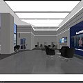 Modern Service Hall Interior With Digital Screens Service Counters And Waiting Seats