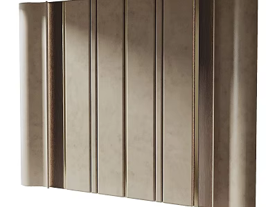 Modern Accent Wall With Vertical Panels Neutral Beige Textured Material And Dark Trim 3d model