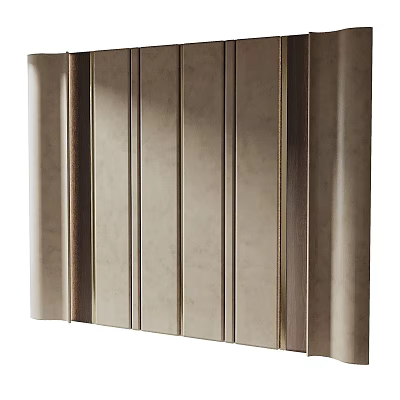 Modern Accent Wall With Vertical Panels Neutral Beige Textured Material And Dark Trim 3d model