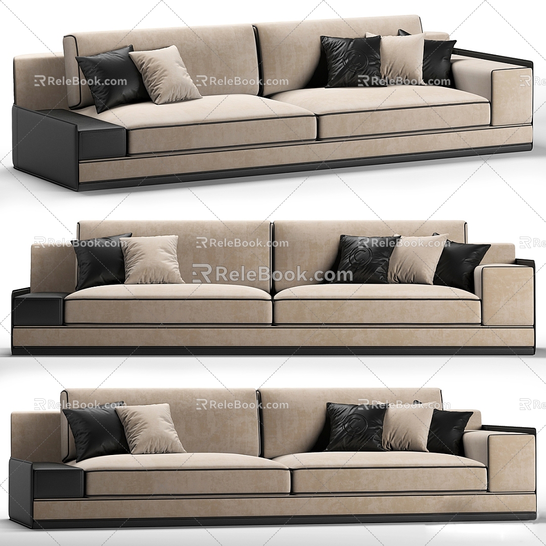 Beige double sofa 3d model