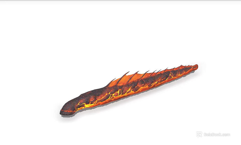Vibrant Red Orange Aquatic Animal With Flame Like Patterns On Long Slender Body 3d model 
