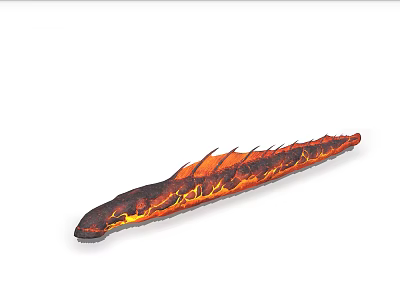 Vibrant Red Orange Aquatic Animal With Flame Like Patterns On Long Slender Body 3d model