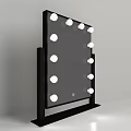 Lighted Mirror With Black Frame Round Bulbs And Bottom Storage Shelf 3d model