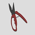 Industrial Scissors With Red Handles And Spring Mechanism For Industrial Cutting Applications