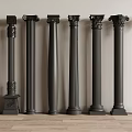 French retro Roman column square column 3d model