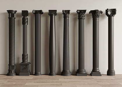 French retro Roman column square column 3d model