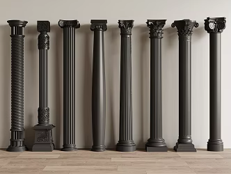 French retro Roman column square column 3d model