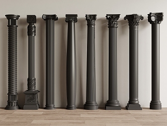 French retro Roman column square column 3d model