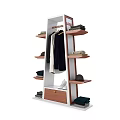 Stylish Clothing Store Display Rack With Hanging Clothes Folded Items Shoes And Hat