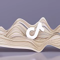 TikTok Themed Photo Check In Spot With Wooden Wave Design And White Logo