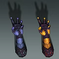 Ancient Themed Armored Gauntlets Featuring Intricate Texture And Dual Colorful Patterns