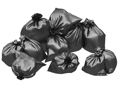 Durable Black Garbage Bags For Home Daily Necessities And Waste Disposal 3d model