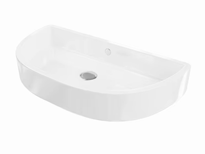 Stylish White Ceramic Oval Shaped Countertop Washbasin With Smooth Surface And Drain Hole 3d model