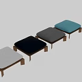 Wooden Stools With Gray And Light Blue Fabric Cushions In Simple Design