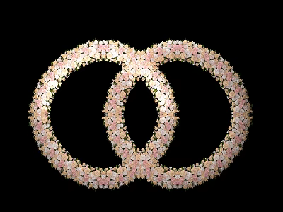 Pink And Gold Floral Arrangement In Interlocking Double C Shape Design 3d model