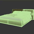 Elegant Modern Green Double Bed With White Bedding And Headboard Cushions 3d model