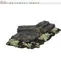 Natural Rock Formation With Small Green Plants And Stones