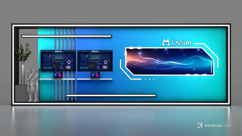 Lianu Commercial Equipment With Dual Control Screens And Modern Blue Wave Design 3d model 