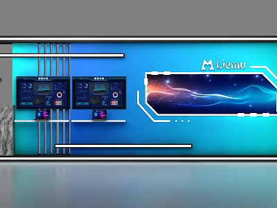 Lianu Commercial Equipment With Dual Control Screens And Modern Blue Wave Design 3d model