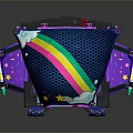 Colorful Cosmic Spacecraft With Rainbow Dome Star And Cloud Patterns For Aerospace Exploration
