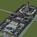 Chinese Ancient Architecture Complex Featuring Central Tower Symmetrical Courtyards And Traditional Roofs